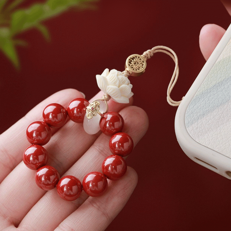 高含量朱砂钥匙挂件|帝王砂手捻莲花挂饰|手机链吊坠 【含师傅祈福，发货周期7-20天】