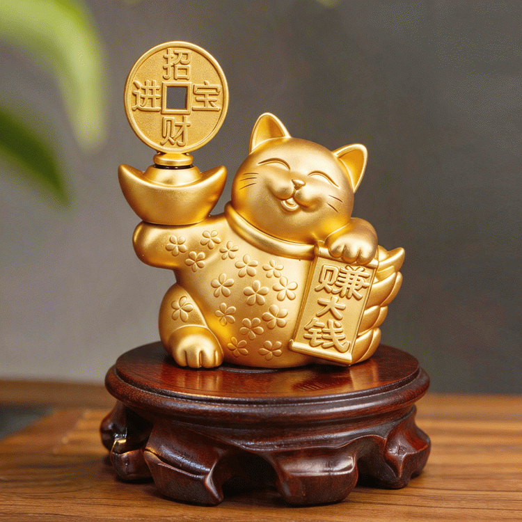 铜钱招财猫转转摆件 铜钱一转 财路自开 转来财富好运 转转转来财【含师傅祈福，发货周期7-15天】