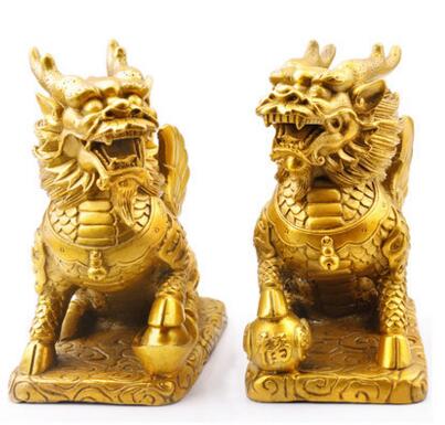 灵机加持纯铜麒麟摆件